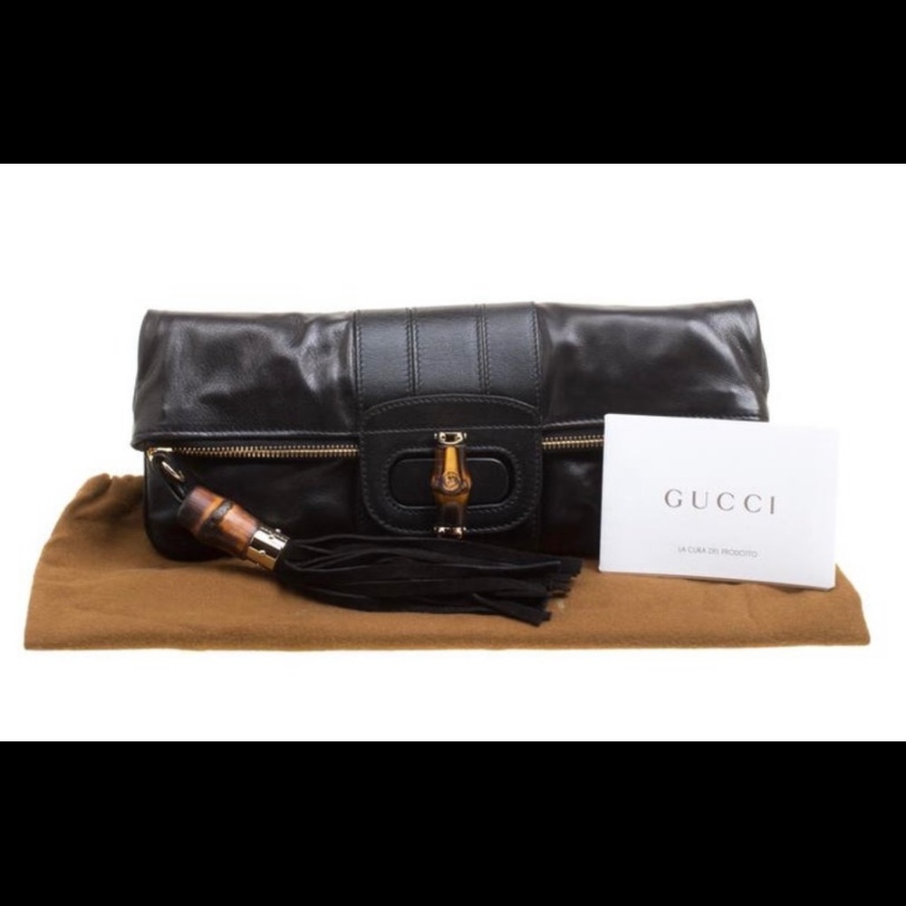 Authentic Gucci Bamboo Lucy Foldout Clutch Black